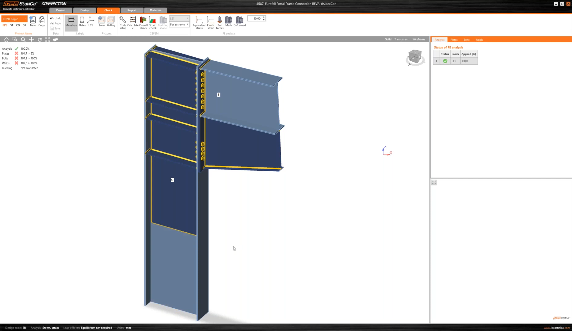 Reinforce the web of a beam with doubler plates IDEA StatiCa